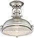 Possini Euro Design Verndale Industrial Ceiling Light Semi-Flush Mount Fixture Brushed Nickel Dome 11 3/4