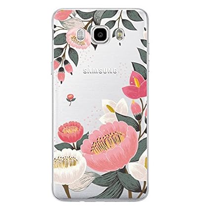 Novago Schutzhülle kompatibel Samsung Galaxy J5 2016 mit Phantasie Muster (Große Blumen)