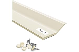 FCSOTSPS Garage Door Seal Top and Sides, 34.4FT Soft and Hard Composite Rubber Beige Garage Door Weather Stripping Replacement, Universal Weatherproofing Garage Door Side Seal Strip