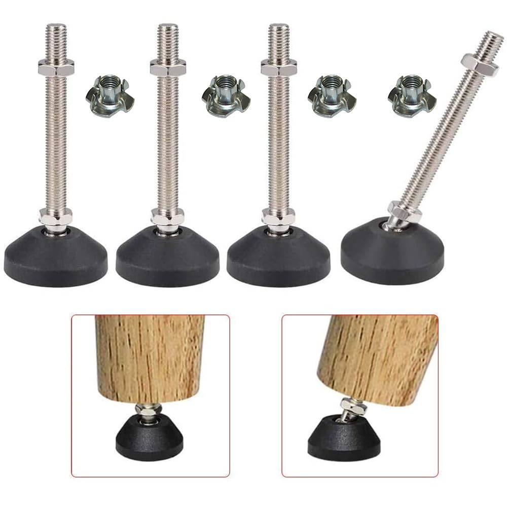 Uni-Fine Levelling Feet M10 x 100 x Diameter 40 mm, Can Withstand 500 kg, Adjustable Feet for Furniture