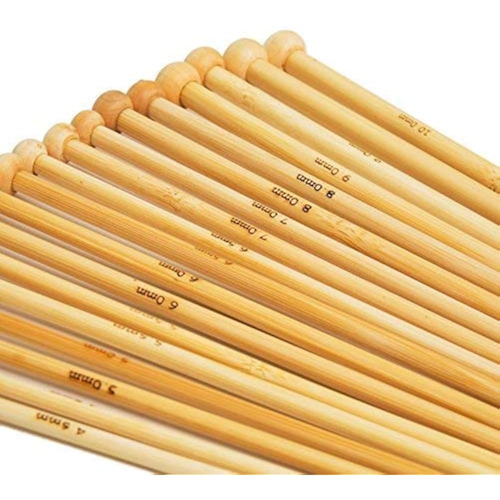 36PCS Bamboo Knitting Needles Set, Single Pointed Carbonized Needles