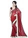 Shonaya Women's Stone Work Georgette Red Half & Half Saree With Unstitched Blouse Piece