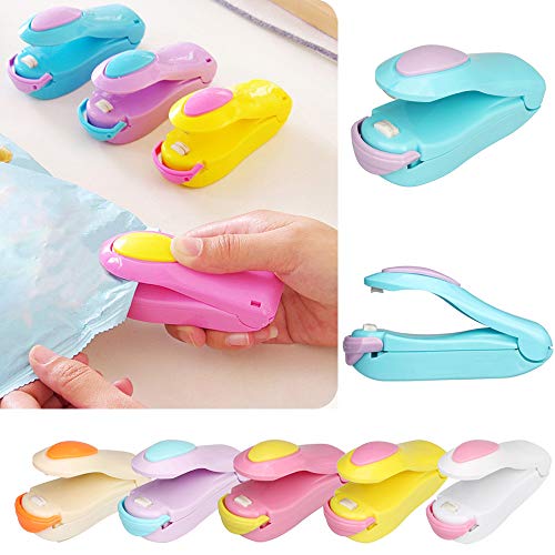 Clacce Mini niedlichen Mund Maschine, Mini Beutel Versiegelungsmaschine mit Messer, Küche manuelle Versiegelungsmaschine, Plastiktüte Einkaufstüte Fast Food Konservierungsbeutel Versiegelungsmaschine