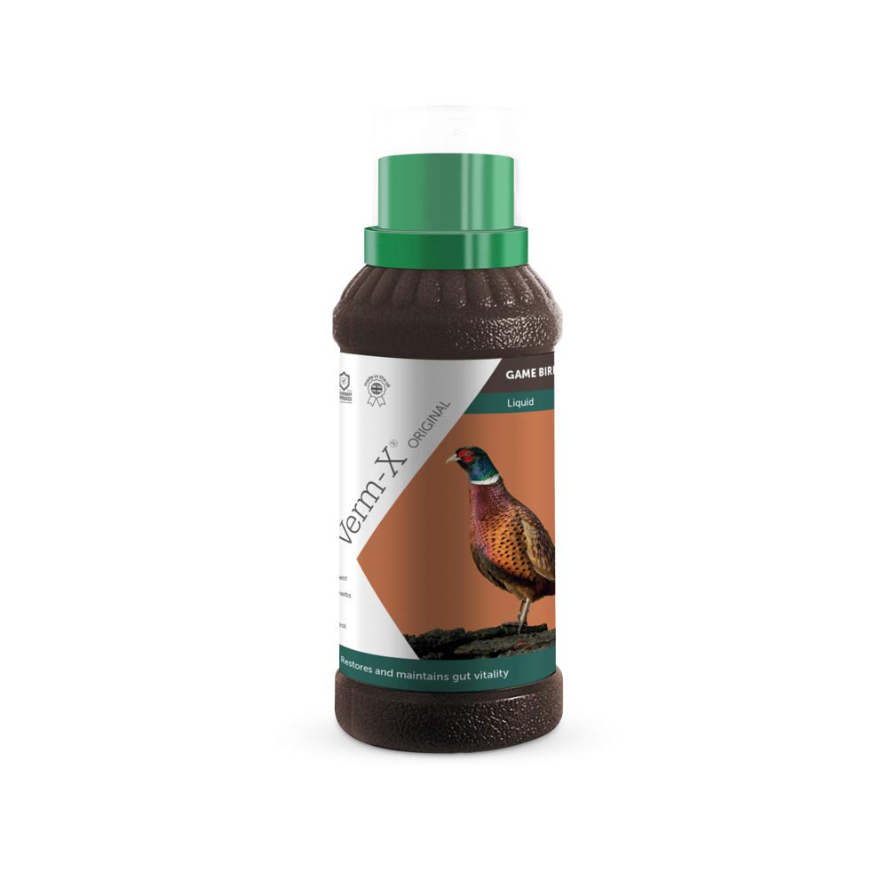 Verm-X Original All Natural Liquid for Game Birds. Approved for Use on Organic Farms. Supports Intestinal Hygiene. Vet Approved. Maintains Gut Vitality. Wormwood Free Recipe.