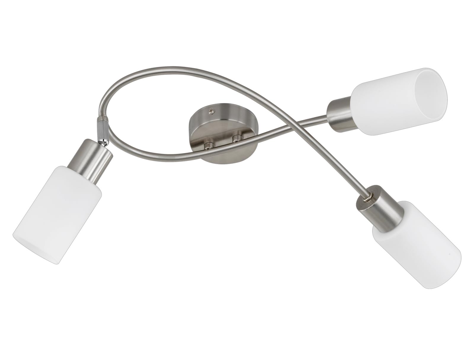 Reality Leuchten R80013907 Ceiling Light 3X E14 Max. 40W Bulbs [Not Included] Length 37 cm Matt Nickel/Opal Glass Matt White