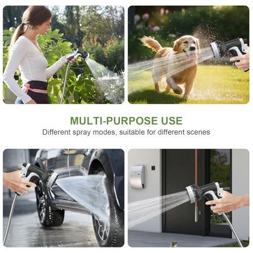 NEYCIL 100ft Stainless Steel Garden Hose, Heavy-Duty Water Hose with 10 Function Nozzle, Puncture Proof, No-Tangle, No-Kink, Garden Hose for Yards, Car Washing & Outdoor Cleaning