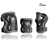 JBM Children Cycling Roller Skating Knee Elbow Wrist Protective Pads--Black / Adjustable Size, Suitable for Skateboard, Biking, Mini Bike Riding and Other Extreme Sports