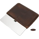 CataPurus Top Grain Leather 14.2" Laptop Sleeve Case, Fit Design, Compatible with MacBook Air 13" M2 A2681 M1 A2337 A2179 A1932/Pro 13" M2 A2338 A2251 A2289 A2159 A1989 A1706 A1708, Coffee 14.2 Inch