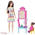 Barbie Teacher Doll with Brunette Fashion Doll with Printed Dress, 1 Toddler Doll, & Teaching Accessories