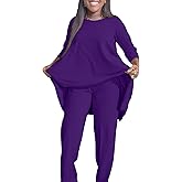 ANICECUT Plus Size 2 Piece Sets for Curvy Women Sexy Fall Long Sleeve Tops Wide Leg Pants Sets Sweatsuits Casual Tracksuits