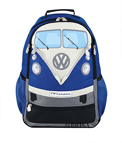 VW Collection by BRISA Backpack with VW Bus T1 Front Design (Blue)