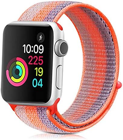 Niyo Nylon Band Compatible with Apple Watch Series 5, Series 4, Series 3, Series 2, Series 1, (Watch Not Included) (42mm/44mm, Striped Orange)