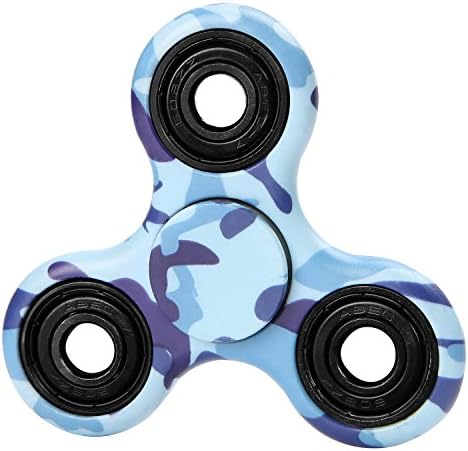 ARMAGA Tri Fidget Hand Spinner, Camouflage Multi Color Double Side Clear Printed, EDC Focus Toy for Boys and Girls (Blue Camo)