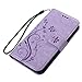 Galaxy S6 Edge Case - Mavis's Diary Embossed Wallet Fashion Floral PU Leather Magnetic Clip Card Holders Folio Cover for Samsung Galaxy S6 Edge with Hand Strap & Crystal Pen & Dust Plug - Violet