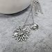 NOUMANDA Antique Silver Sunflower with Initial 26 Letter Necklace Custom A-Z Alphabet Cute Chic Pendant (K)