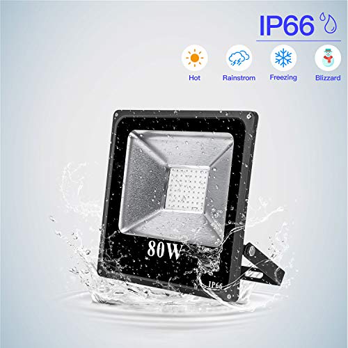 Roleadro UV Black Light Flood Light Bulb, 80w UV Led Floodlight Outdoor IP66 Waterproof Stage Light for Blacklight Party, 5 Fluorescent Neon Glow Gaffer Tape, Glow in Dark Party, DJ Disco Night Club - Thumbnail 2