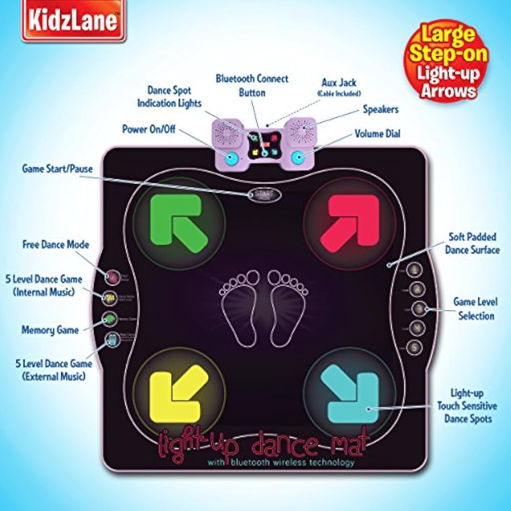Light Up Dance Mat Arcade Games Built In Tracks Wireless Technology