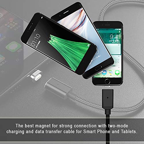 CoolKo Strongest 1.5Meter Magnetic Black Braided Charging Cable for all iPhone, AirPods, Type C Mobile Phones, Micro USB Android Smart Phones and Tablets [2 Cables 3 Heads] - Thumbnail 7