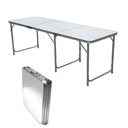 QITAO® 6 ft Aluminium Klapptisch Kofferraum Stall Buffet/Hochzeit/Garten/Street Party in/Out Tür/Markt/Fete/Fair versenkbarer