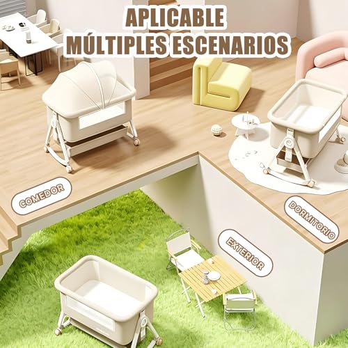ALIYU Cuna Colecho para Bebe Portátil 4 en 1, Ajustable 6 Niveles, Incluye Mosquitera, Cesta Almacenamiento, Cambiador, Colchón y Ruedas Giratorias 360° Cuna de Viaje, Regalo para Bebe Recien Nacido