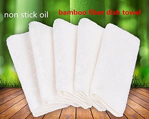 Bamboo Fiber Dish Cloths Cleaning Cloth Sets Double Layer Thickened Kitchen Towels Soft Durable Dishcloth Color White 5 Count by Nument