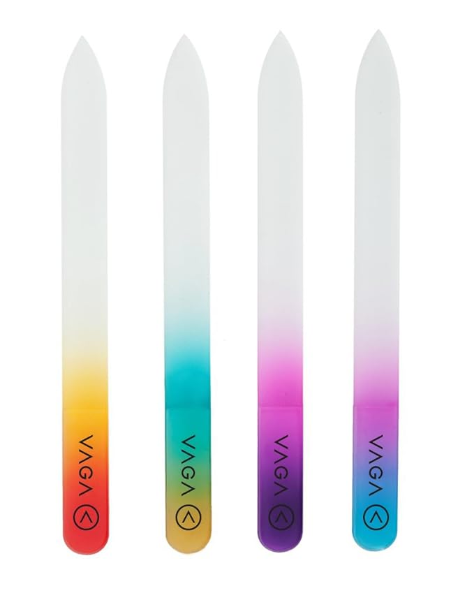 VAGA Crystal Glass Nail File set of 4PC Premium Nail Care Crystals