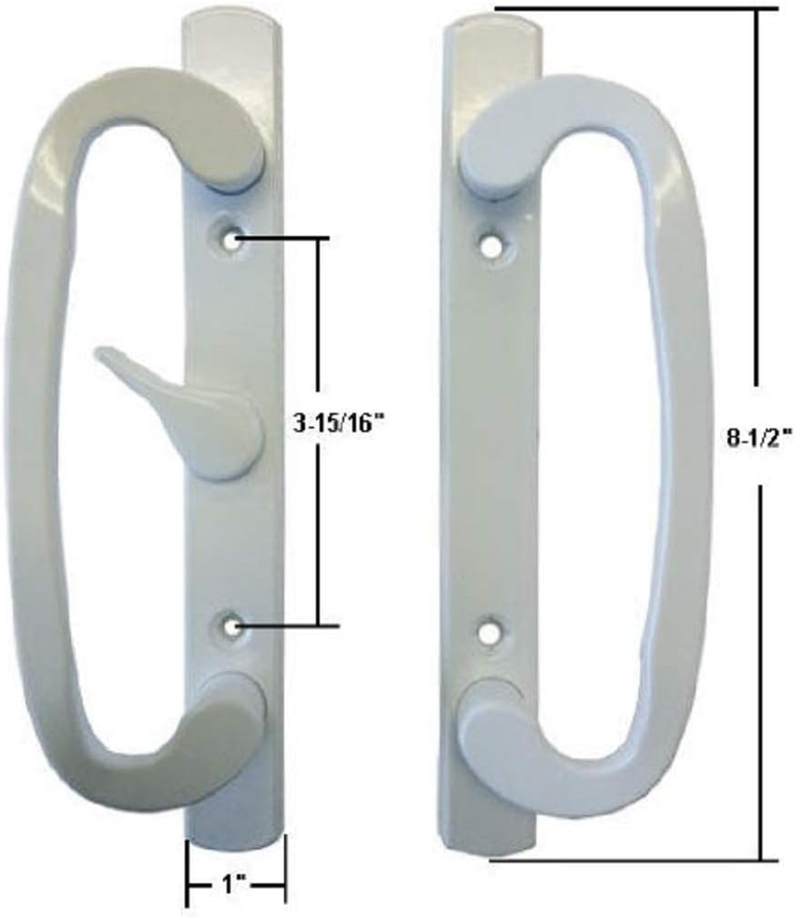 STB Sliding Glass Patio Door Handle Set, Mortise Type, A-Position, Non-Keyed, White, 3-15/16