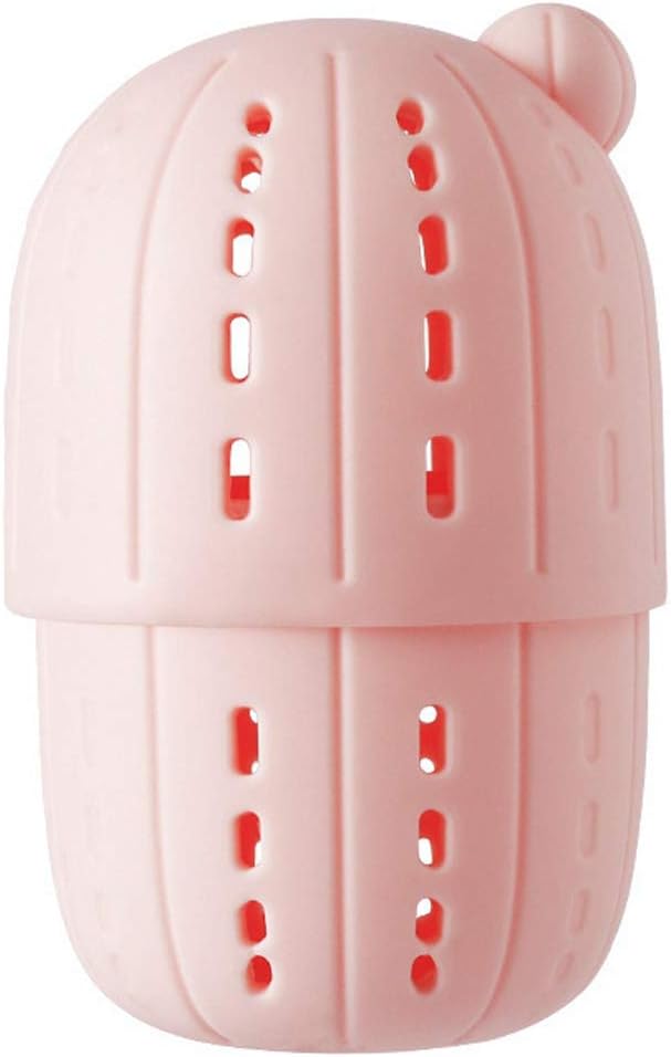 Cute Makeup Sponge Cactus Holder Container, Soft Silicone Beauty Egg Storage Box, Makeup Sponge Carrying Case for Travel (Pink, 2.43.6inch)