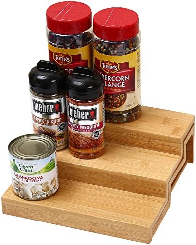 YBM HOME 3 Tier Bamboo Spice Rack Step Shelf Organizer for Cabinet, 334