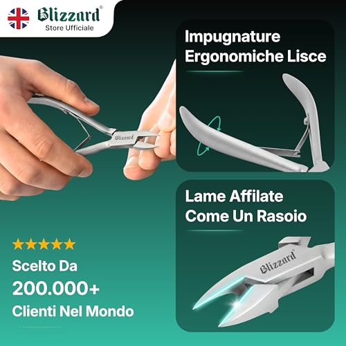 Blizzard Professional Toe Nail Nippers for Ingrown and Thick Nails – Podiatry Nail Clippers in Stainless Steel – For Elderly and Men – Pedicure Set with File – 13 cm Straight Cut