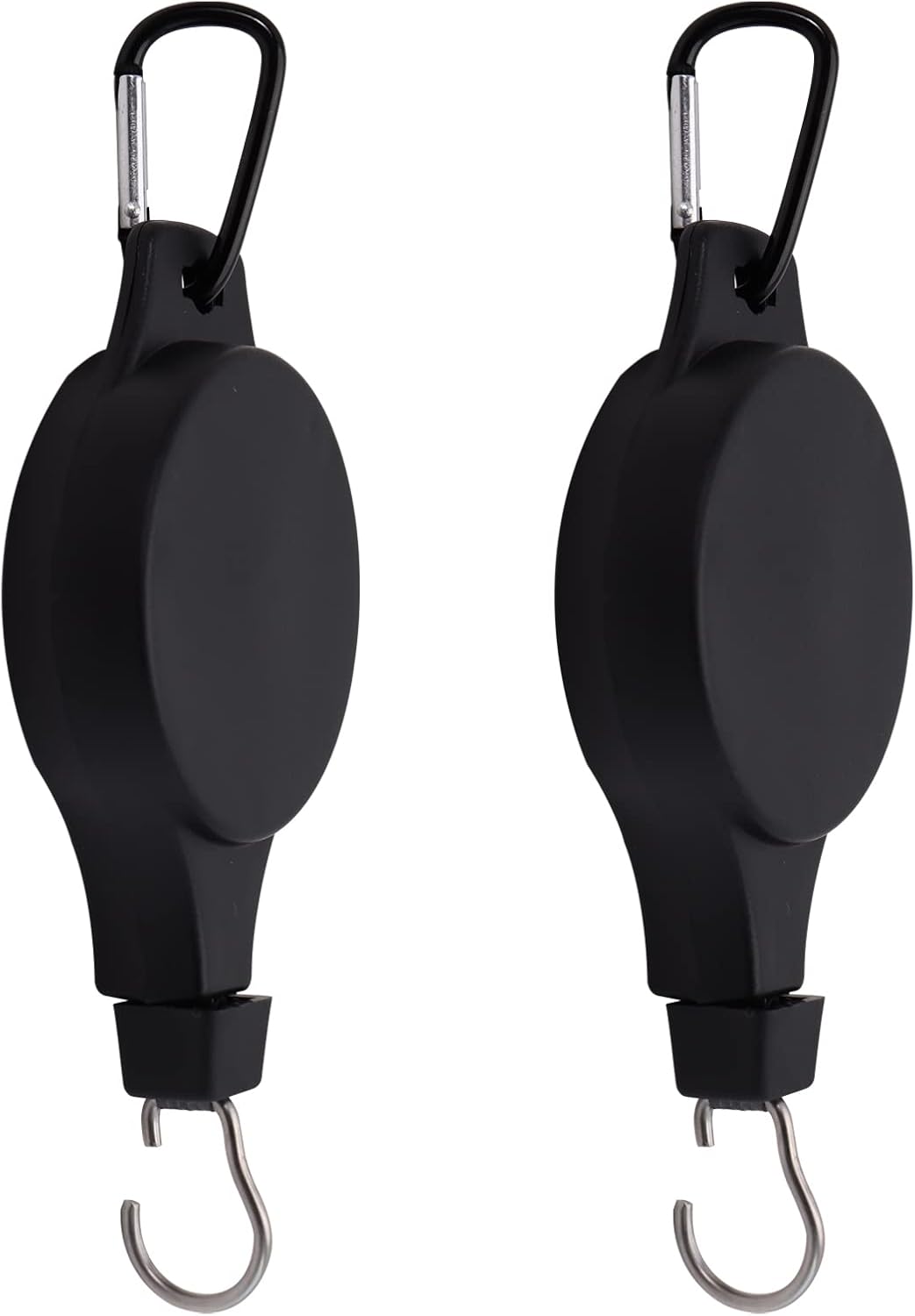 Outdoor Hanging Brackets - CONSIO Plant Pulley Retractable Pulley Can in Different Height Lower and Raise,Hook Hanger for Gardening Pot and Outdoor Birds Feeders (Black 2 Pack)