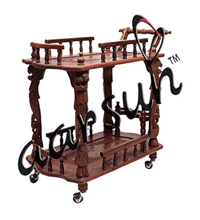 Aarsun Handcrafted Service/ Bar Trolley in Sheesham Wood by Aarsun Woods