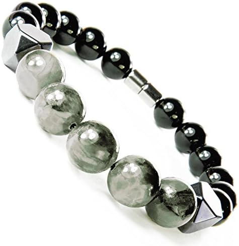ONE ION Keeper's Gray Chrysoberyl Bracelet - Hematite Black Tourmaline Magnetic Clasp - 3 Sizes (8 Inches (7.5"-8.25"))