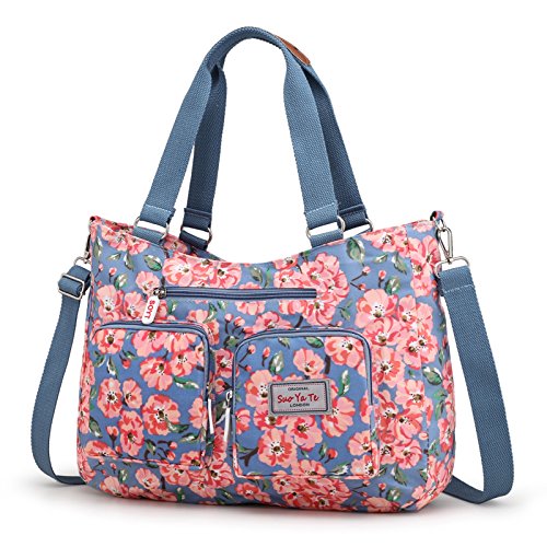 EasyHui Nylon Messenger Bag Crossbody Shoulder Bag Women Girls Flower Print Large Capacity Travel Bag Plum Blossom