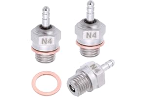 HobbyPark 70117 RC Medium Hot Glow Plugs No.4 N4 Platinum/Iridium Super Duty Spark Engine Parts for RC Traxxas Redcat Nitro Car Truck Buggy (Pack of 3)
