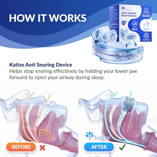 Kaitse Anti Snoring Devices for Sleep: Adjustable Snoring Solution - Essentials for men obese snorers aged 20-45 - Medium size (Navy Blue）