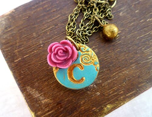 Tiny pendant, Colorful Necklace for girls, Girl letter jewelry, Girl necklace, Flowergirl, Gift for 2 to 12 years old, Personalized Initial