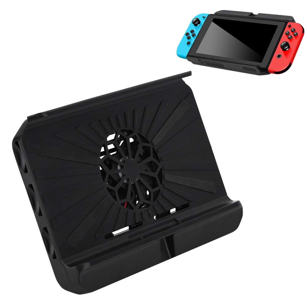 Eboxer Cooling Pad, Multi Functional Air Cooling Fans USB Powered Stand Holder for Nintendo Switch, Lightweight & Dual USB Charging, Black