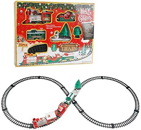 MAFAGE Christmas Train Set Children Small Train Track Toy Simulated Electric with Locomotive Engine (A)