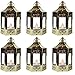 Vela Lanterns Mini Candle Lantern with Flickering LED Tea Light Candle, Batteries Included, Gold, Set of 6