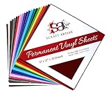 Permanent Outdoor Vinyl (Assorted 20 Pack) 12x12 with 20 Colors by Scraft Artise