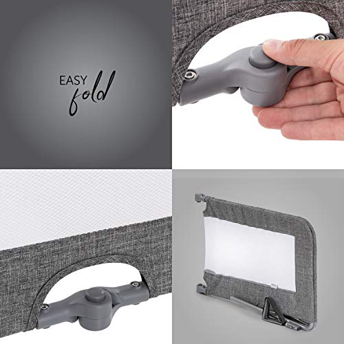 Hauck Sleep N Safe Plus XL Bed Guard for Toddler, 150 x 50 x 44 cm, Foldable Bed Rail for Travel 77 x 6 x 45 cm, Grey