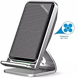 BBarry Wireless Charger iPhone Xs Max, 2-Coil Wireless Charging Stand 10W Fast Wireless Charger Pad w/Cooling Fan for Galaxy S9/S9+S8/Note 8, 7.5W Wireless Charger for iPhone XS/XR/8/8 Plus - Silver