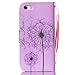iPhone 5S Case,iPhone 5 Case,iPhone SE Case,[Wrist Strap][Kickstand] Pattern Premium PU Leather Wallet [Card/Cash Slots] Flip Cover for Apple iPhone 5 5S SE + Crystal Pen (Dandelion)