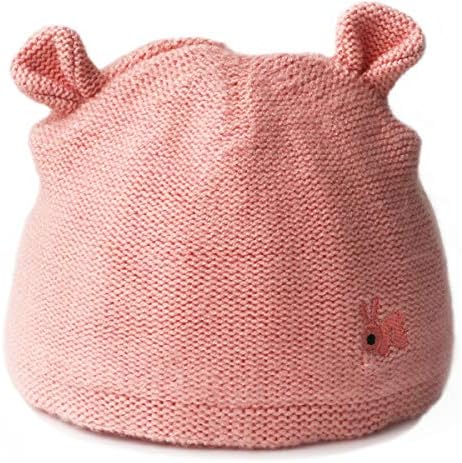 Newborn Baby Hats &Caps Cute Rabbit Double Layer Infant Warm Winter Knitting Hat for Girls(0-4months) Pink