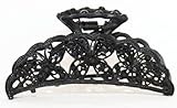 Hair Claw: 3.15 inch Black Lace Metal with Butterflies and Crystals