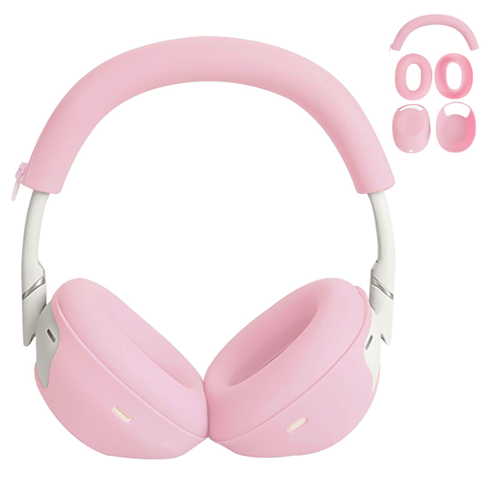 Photo 1 of Adhiper 3-in-1 Silicone Sweat Case Cover for Sony WH-1000XM6 Headphones, XM6 Covers Accessories Silicone Ear Pads Covers & Headband Cover & Ear Cups Protector, Washable & Sweatproof - Pink