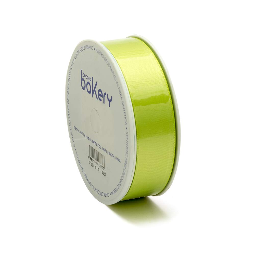 DECORA APPLE GREEN DOUBLE SATIN RIBBON COIL 25 MM X 25 M, Tessuto