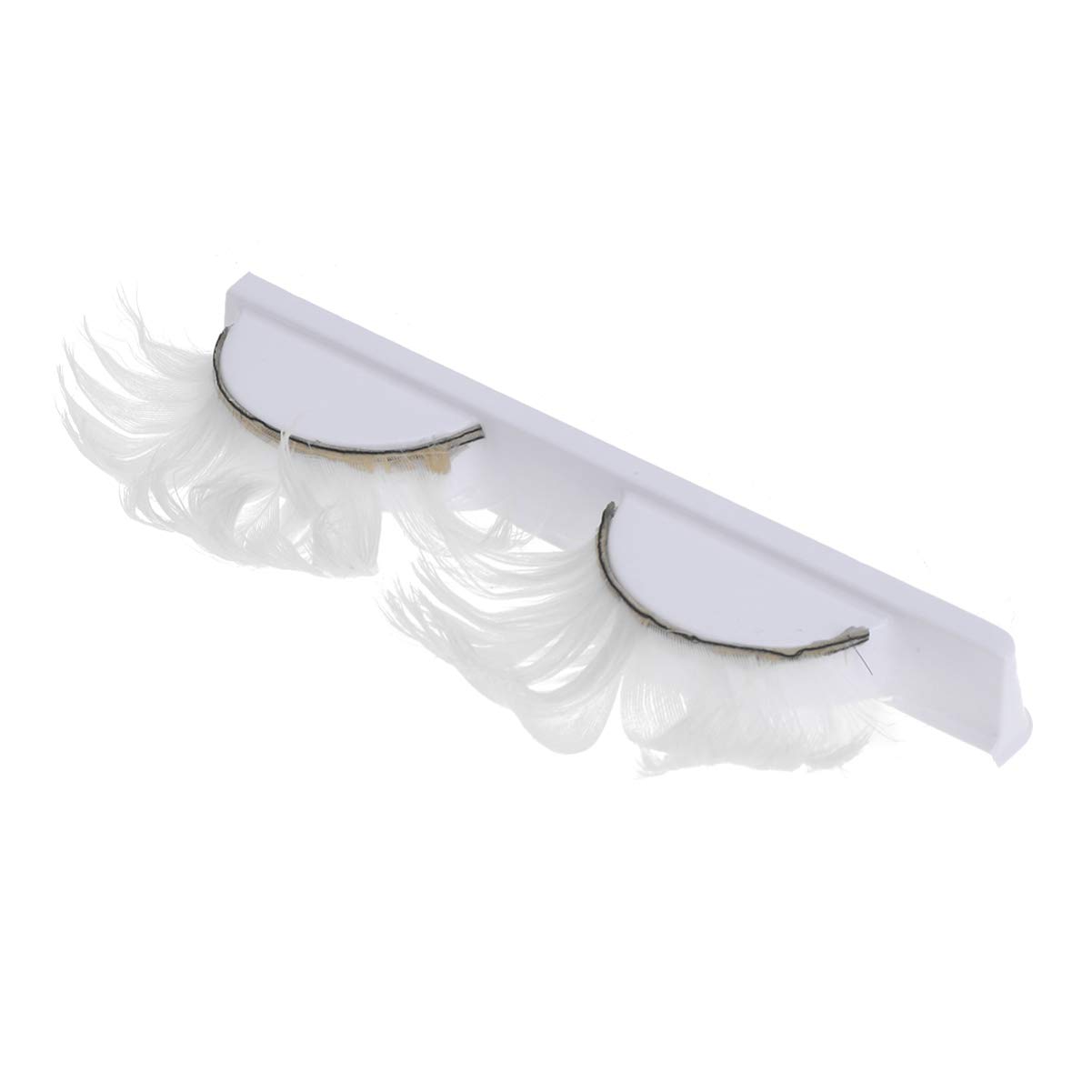 FRCOLOR 3 Pair Feather False Eyelashes White Halloween Carnival Costume Fake Eyelashes for Cosplay Party