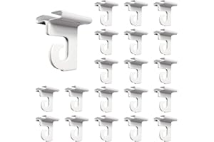 Clip Strip 20 Pack Aluminum Drop Ceiling Hooks for Hanging, Grid Ceiling Hangers, 1.25" L x 1" W, J Hook with 1/4" Hook Opening, White Corp